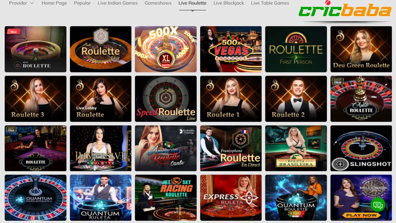 online roulette at Cricbaba Casino