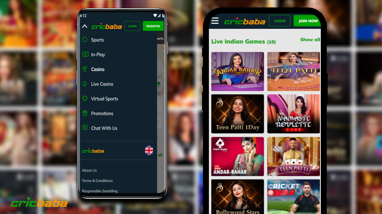 Cricbaba live casino games